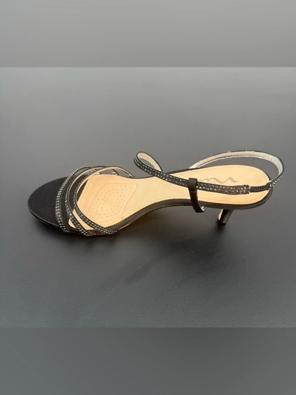 Touch of Nina Women Black Strappy Slingback Kitten Heels Size 10